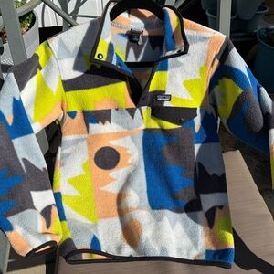 Patagonia Synchilla Fleece Pullover in Blue, Green, Peach and Black